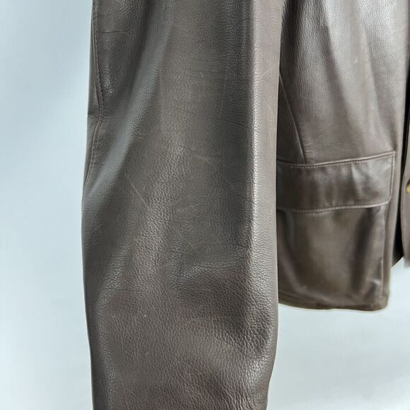 LORO PIANA Leather Jacket Mens S Brown Soft Lambskin Button Front  Collared - Picture 5 of 12